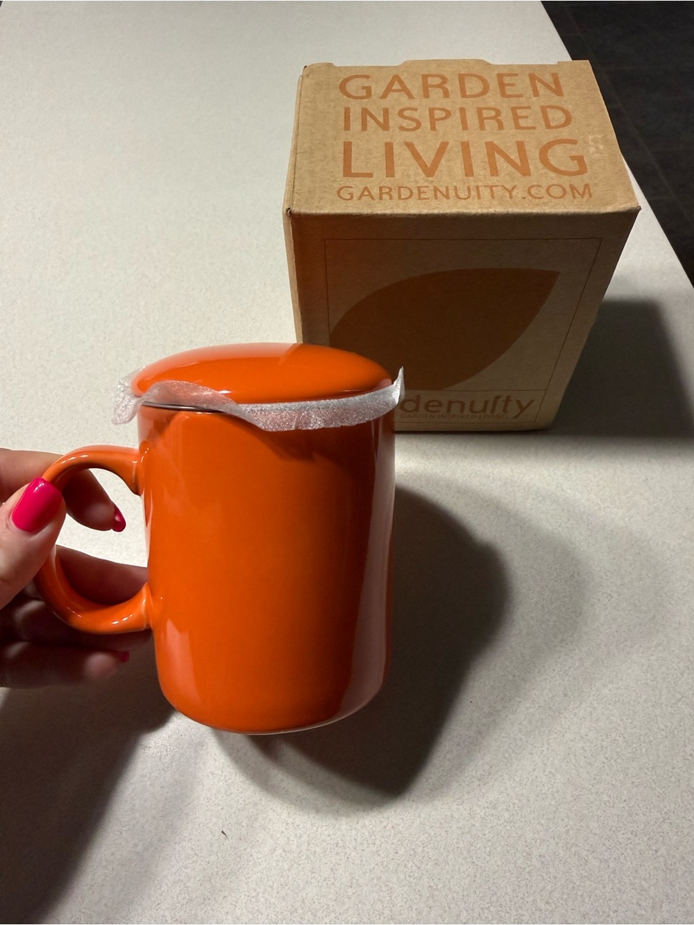 Orange Ceramic Mug with Lid - Bright Orange Coffee Cup
